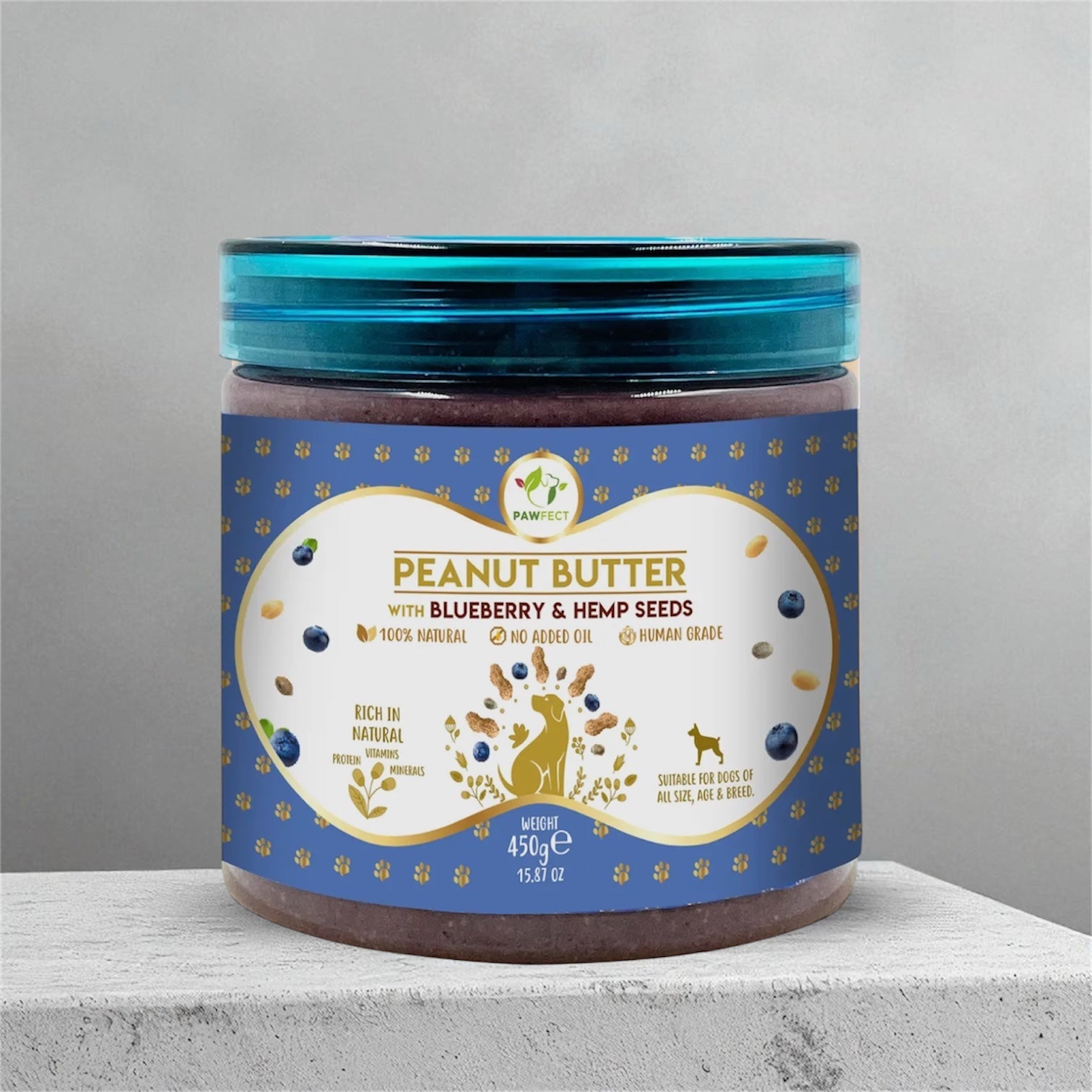 Beurre de cacahuète - myrtille et chanvre Pawfect